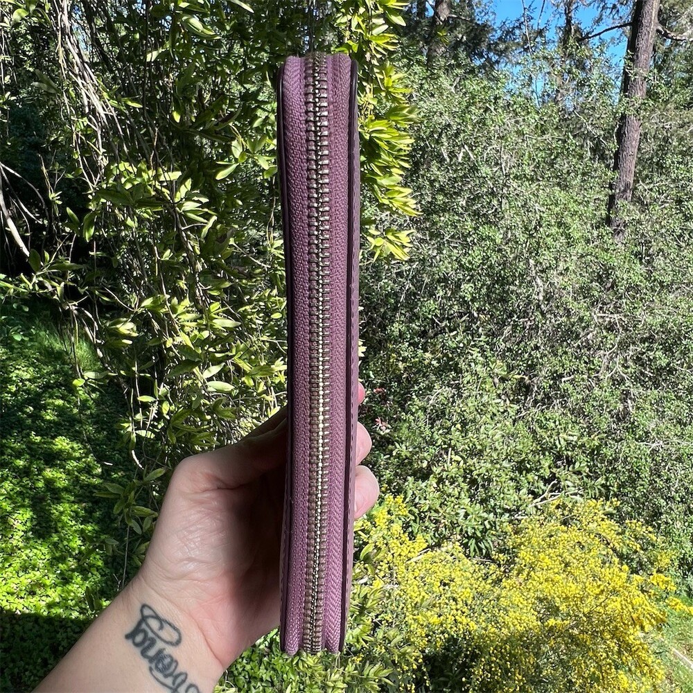 COACH Long Zip-Around Wallet Pink Pebble Leather with Silver Hardware AUTHENTIC - Picture 6 of 8